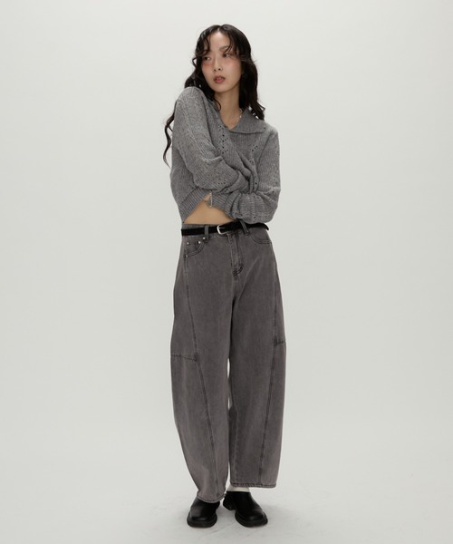 NUJOH(ヌゾ)の「Wide Panel Denim Pants / ワイドパネルデニムパンツ(デニムパンツ・レディース・チャコールグレー/ブルー・SMALL/MEDIUM)」の16枚目の写真