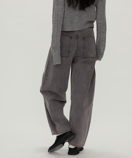 NUJOH(ヌゾ)の「Wide Panel Denim Pants / ワイドパネルデニムパンツ(デニムパンツ・レディース・チャコールグレー/ブルー・SMALL/MEDIUM)」の3枚目の写真