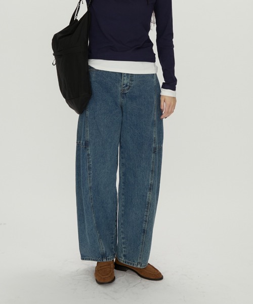 NUJOH(ヌゾ)の「Wide Panel Denim Pants / ワイドパネルデニムパンツ(デニムパンツ・レディース・チャコールグレー/ブルー・SMALL/MEDIUM)」の12枚目の写真