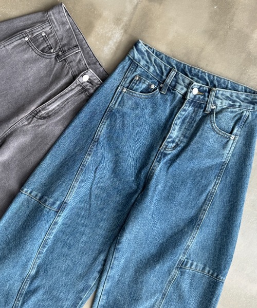 NUJOH(ヌゾ)の「Wide Panel Denim Pants / ワイドパネルデニムパンツ(デニムパンツ・レディース・チャコールグレー/ブルー・SMALL/MEDIUM)」の8枚目の写真