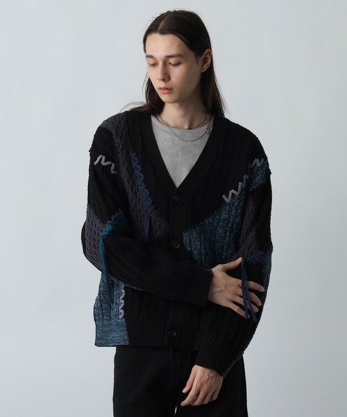 HARE(ハレ)の「ハイショクステッチニットカーディガン(HARE)(カーディガン/ボレロ・メンズ・ブラック/グレー/オレンジ/レッド/ブラウン・FREE)」の7枚目の写真