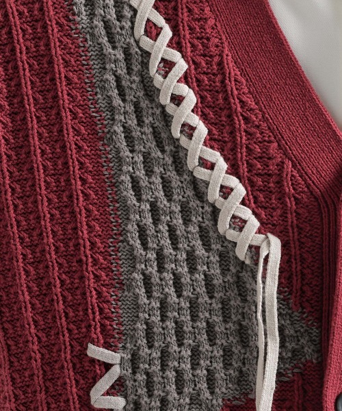 HARE(ハレ)の「ハイショクステッチニットカーディガン(HARE)(カーディガン/ボレロ・メンズ・ブラック/グレー/オレンジ/レッド/ブラウン・FREE)」の13枚目の写真