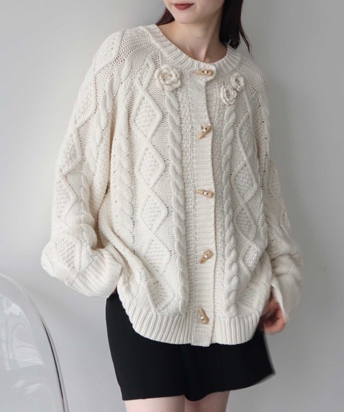 エポカ　EPOCA ニットカーディガン　ジャケット　フラワー　モチーフ エポカ EPOCA ニットカーディガン ジャケット フラワー モチーフ