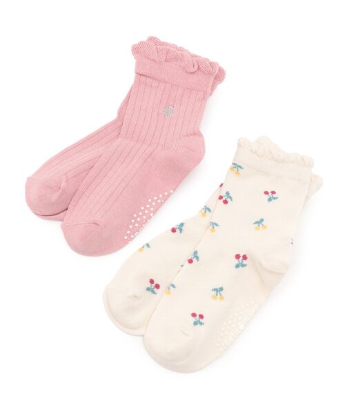 petit main（プティマイン）の「さくらんぼソックス2P（ソックス/靴下・キッズ・ネイビー/ピンク/キナリ・SS/S/L/M）」の3枚目の写真