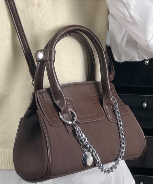 c.u.l（シーユーエル）の「2WAY チェーンデザイン レザーライク ショルダーハンドバッグ cula1314（ハンドバッグ・レディース・ブラック/ブラウン・FREE）」の6枚目の写真