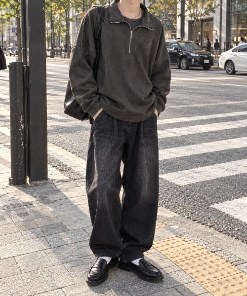 CIYOT】オーバーサイズ スタンドネック ハーフジッププルオーバー