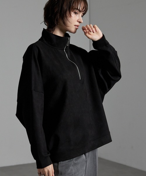 CIYOT(シヨウト)の「【CIYOT】オーバーサイズ スタンドネック ハーフジッププルオーバー(スウェット・メンズ・ネイビー/ライトグレー/ダークブラウン/チャコールグレー/ブラック/アイボリー・M/L)」の11枚目の写真