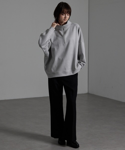CIYOT(シヨウト)の「【CIYOT】オーバーサイズ スタンドネック ハーフジッププルオーバー(スウェット・メンズ・ネイビー/ライトグレー/ダークブラウン/チャコールグレー/ブラック/アイボリー・M/L)」の18枚目の写真