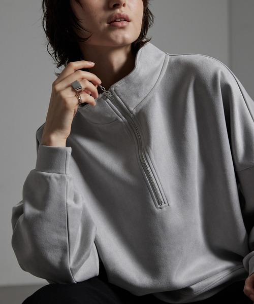 CIYOT(シヨウト)の「【CIYOT】オーバーサイズ スタンドネック ハーフジッププルオーバー(スウェット・メンズ・ネイビー/ライトグレー/ダークブラウン/チャコールグレー/ブラック/アイボリー・M/L)」の20枚目の写真