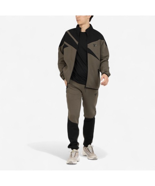 Reebok(リーボック)の「ビッグベクター ジャケット / CONTRAST PANEL FUNNELNECK JACKET(ジャージ・メンズ・アーミー/チャコールグレー×ブラック/グレー・X-LARGE/SMALL/MEDIUM/LARGE)」の12枚目の写真