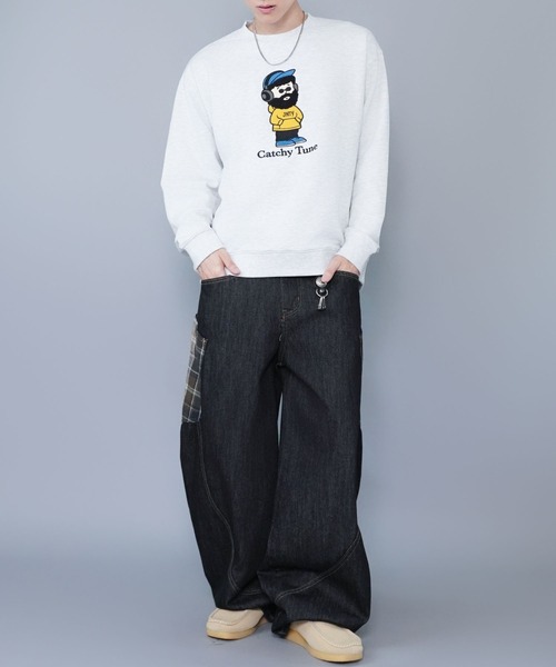 SPINNS(スピンズ)の「ひげおじさんスウェット/ミュージック/立体刺繍デザイン/裏毛コットン素材(スウェット・メンズ・ブラック/ネイビー/アッシュグレー・ONESIZE)」の9枚目の写真