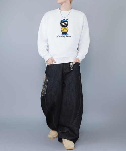 SPINNS(スピンズ)の「ひげおじさんスウェット/ミュージック/立体刺繍デザイン/裏毛コットン素材(スウェット・メンズ・ブラック/ネイビー/アッシュグレー・ONESIZE)」の10枚目の写真