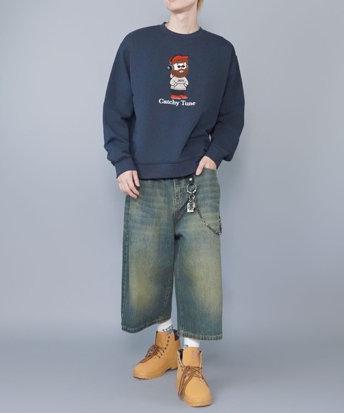 SPINNS(スピンズ)の「ひげおじさんスウェット/ミュージック/立体刺繍デザイン/裏毛コットン素材(スウェット・メンズ・ブラック/ネイビー/アッシュグレー・ONESIZE)」の7枚目の写真