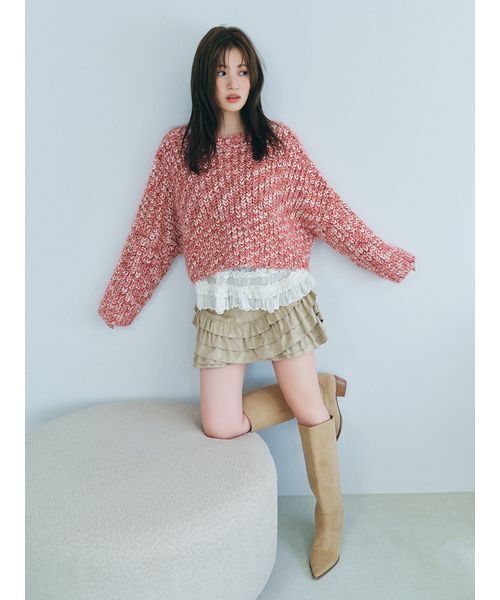 FURFUR（ファーファー）の「フリルレイヤースウェードショートパンツ（その他パンツ・レディース・サックスブルー/ベージュ/チャコールグレー・F）」の7枚目の写真