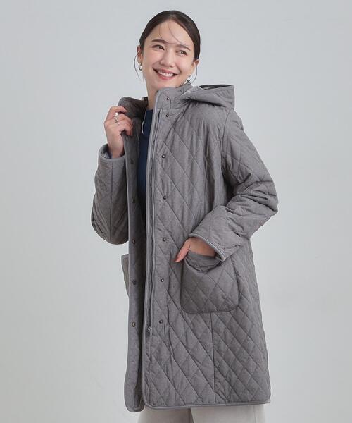 SHOO・LA・RUE(シューラルー)の「【撥水/フード取り外し可】自然にくびれる あったかダイヤ柄キルトコート【CIRCRIC】(その他アウター・レディース・ブラック/ライトベージュ/チャコールグレー・02/03/01/04)」の5枚目の写真