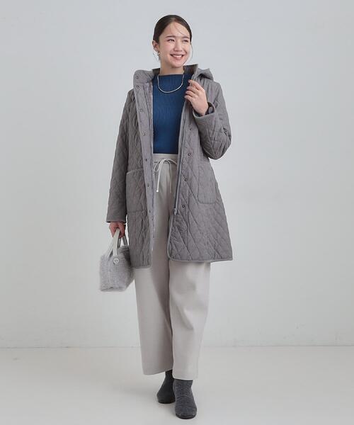 SHOO・LA・RUE(シューラルー)の「【撥水/フード取り外し可】自然にくびれる あったかダイヤ柄キルトコート【CIRCRIC】(その他アウター・レディース・ブラック/ライトベージュ/チャコールグレー・02/03/01/04)」の11枚目の写真