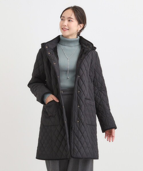 SHOO・LA・RUE(シューラルー)の「【撥水/フード取り外し可】自然にくびれる あったかダイヤ柄キルトコート【CIRCRIC】(その他アウター・レディース・ブラック/ライトベージュ/チャコールグレー・02/03/01/04)」の8枚目の写真