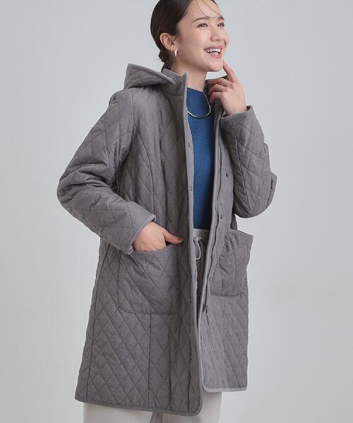 SHOO・LA・RUE(シューラルー)の「【撥水/フード取り外し可】自然にくびれる あったかダイヤ柄キルトコート【CIRCRIC】(その他アウター・レディース・ブラック/ライトベージュ/チャコールグレー・02/03/01/04)」の16枚目の写真