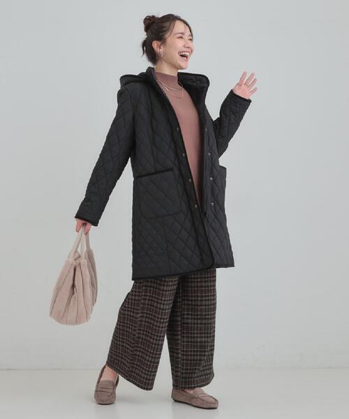 SHOO・LA・RUE(シューラルー)の「【撥水/フード取り外し可】自然にくびれる あったかダイヤ柄キルトコート【CIRCRIC】(その他アウター・レディース・ブラック/ライトベージュ/チャコールグレー・02/03/01/04)」の15枚目の写真