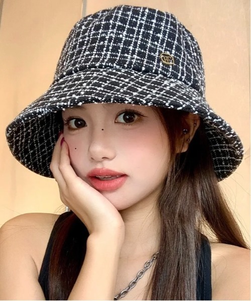 VIBGYOR（ヴィブジョー）の「レディース チェック柄 バケットハット(BDS)（ハット・レディース・ブラック・FREE）」の2枚目の写真