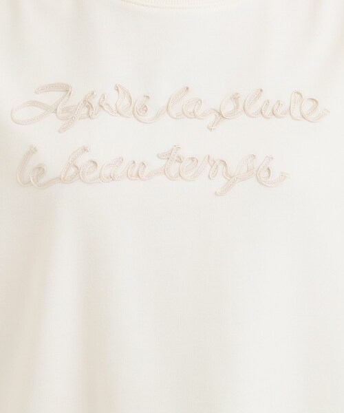 SHOO・LA・RUE（シューラルー）の「コード刺繍ミニ裏毛トップス（Tシャツ/カットソー・レディース・アイボリー系/ライトグレー系1/ブラック系2・01/02/03/04）」の7枚目の写真