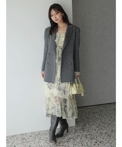 SNIDEL（スナイデル）の「オフショルフリルワンピース（ワンピース・レディース・イエロー/マルチ/コーラル・0/1）」の8枚目の写真