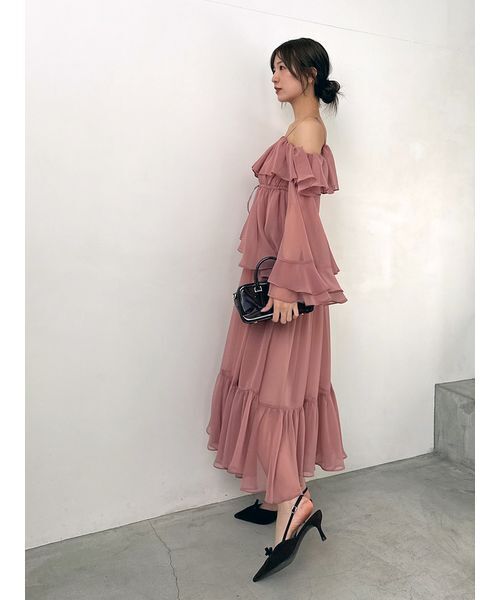 SNIDEL（スナイデル）の「オフショルフリルワンピース（ワンピース・レディース・イエロー/マルチ/コーラル・0/1）」の20枚目の写真