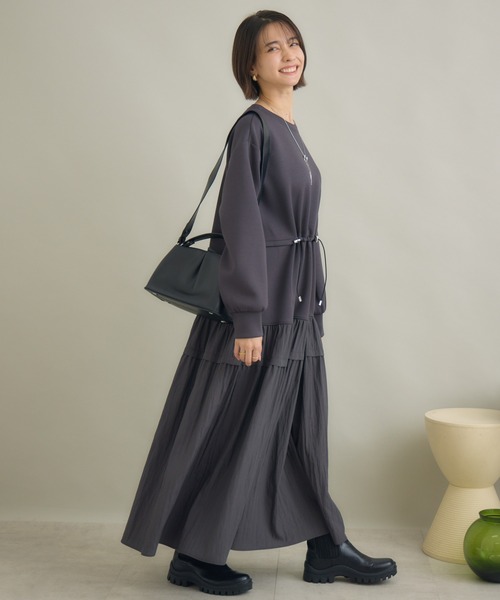 KATHARINE ROSS(キャサリンロス)の「【PILLINI/ピリーニ】ウエストドロストドッキングワンピース(ワンピース・レディース・チャコールグレー/ブラック・FREE)」の7枚目の写真