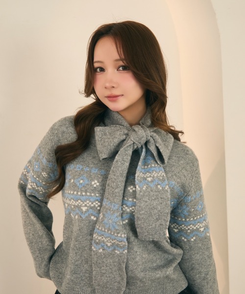 セール】ノルディック柄ニットカーディガン（カーディガン/ボレロ