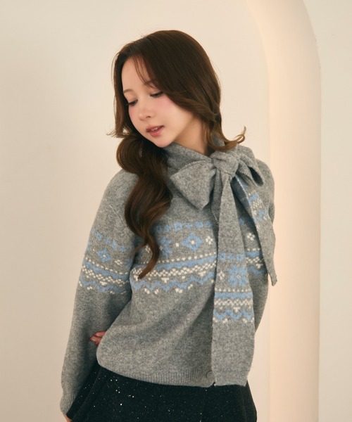 UNUS ノルディックアームカーディガン（ボレロ） antiqua（アンティカ） スポンジニットボレロ ボレロ レディース