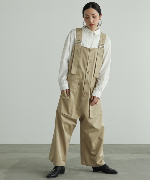 n'OrLABEL（ノアールレーベル）の「『フロント釦サロペット』（サロペット/オーバーオール・レディース・カーキ/ブラック/ベージュ・FREE）」の3枚目の写真