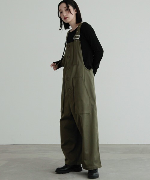 n'OrLABEL（ノアールレーベル）の「『フロント釦サロペット』（サロペット/オーバーオール・レディース・カーキ/ブラック/ベージュ・FREE）」の5枚目の写真