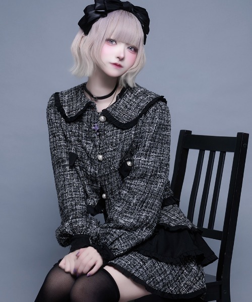 ililil(イルイルイル)の「『ililil/イルイルイル』【令嬢地雷ちゃんツイードセーラーセットアップ】(セットアップ・レディース・ブラック・FREE)」の8枚目の写真