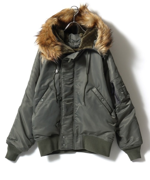 HOUSTON(ヒューストン)の「HOUSTON/ヒューストン N-2B フライトジャケット(ブルゾン・メンズ・ブラック/オリーブ・M/L/XL)」の3枚目の写真