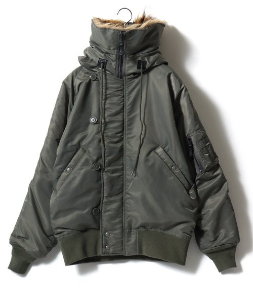 HOUSTON(ヒューストン)の「HOUSTON/ヒューストン N-2B フライトジャケット(ブルゾン・メンズ・ブラック/オリーブ・M/L/XL)」の5枚目の写真