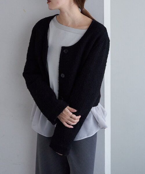 SHENERY（シーナリー）の「Uネックショートジャケット（その他アウター・レディース・ベージュ/ブラック・FREE）」の8枚目の写真