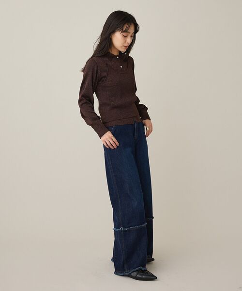 CRAFT STANDARD BOUTIQUE（クラフトスタンダードブティック）の「ポロ衿アンサンブルニット＜マシンウォッシャブル＞（カーディガン/ボレロ・レディース・ブラウン/ブルーグレー/グレー・FREE）」の5枚目の写真