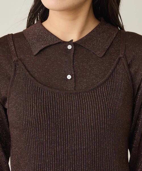 CRAFT STANDARD BOUTIQUE（クラフトスタンダードブティック）の「ポロ衿アンサンブルニット＜マシンウォッシャブル＞（カーディガン/ボレロ・レディース・ブラウン/ブルーグレー/グレー・FREE）」の8枚目の写真