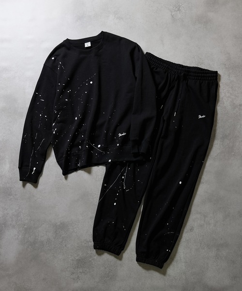 HAND PAINTED FIRM COTTON L/S SWEATSHIRT / EASY SWEATPANTS 2-PIECE