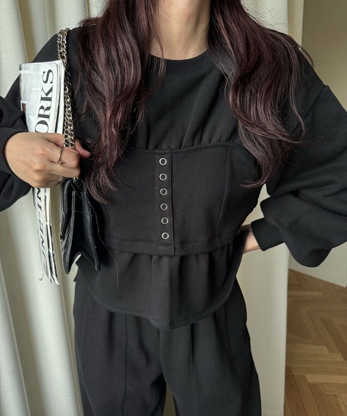 volume sleeve bustier docking sweat（スウェット）｜WILLFULLY