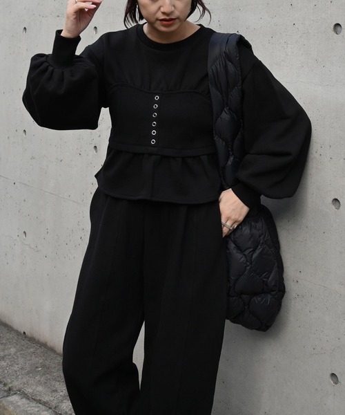 volume sleeve bustier docking sweat（スウェット）｜WILLFULLY
