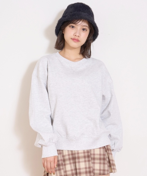 LOVETOXIC（ラブトキシック）の「【裏起毛】綿100%トレーナー（スウェット・キッズ・グリーン/ホワイト系その他/エンジ/ブラック・L:160cm/LL(170cm)/M:150cm/S:140cm）」の2枚目の写真