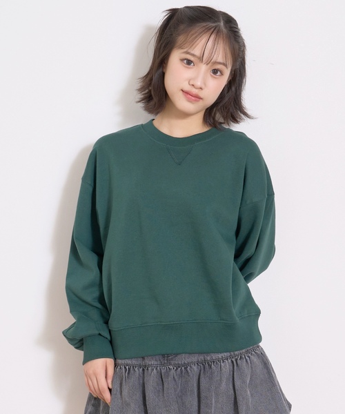 LOVETOXIC（ラブトキシック）の「【裏起毛】綿100%トレーナー（スウェット・キッズ・グリーン/ホワイト系その他/エンジ/ブラック・L:160cm/LL(170cm)/M:150cm/S:140cm）」の4枚目の写真