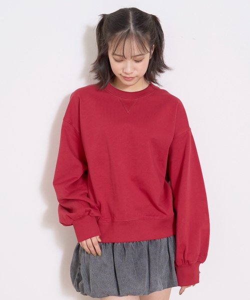 LOVETOXIC（ラブトキシック）の「【裏起毛】綿100%トレーナー（スウェット・キッズ・グリーン/ホワイト系その他/エンジ/ブラック・L:160cm/LL(170cm)/M:150cm/S:140cm）」の5枚目の写真