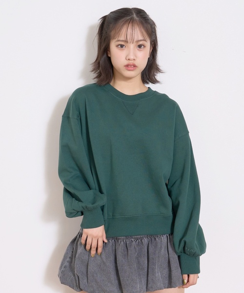 LOVETOXIC（ラブトキシック）の「【裏起毛】綿100%トレーナー（スウェット・キッズ・グリーン/ホワイト系その他/エンジ/ブラック・L:160cm/LL(170cm)/M:150cm/S:140cm）」の8枚目の写真