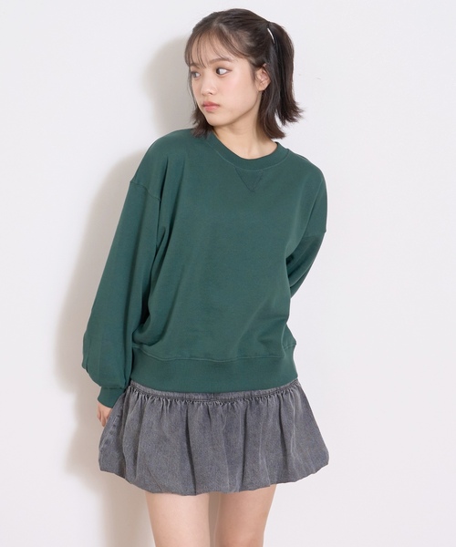 LOVETOXIC（ラブトキシック）の「【裏起毛】綿100%トレーナー（スウェット・キッズ・グリーン/ホワイト系その他/エンジ/ブラック・L:160cm/LL(170cm)/M:150cm/S:140cm）」の9枚目の写真