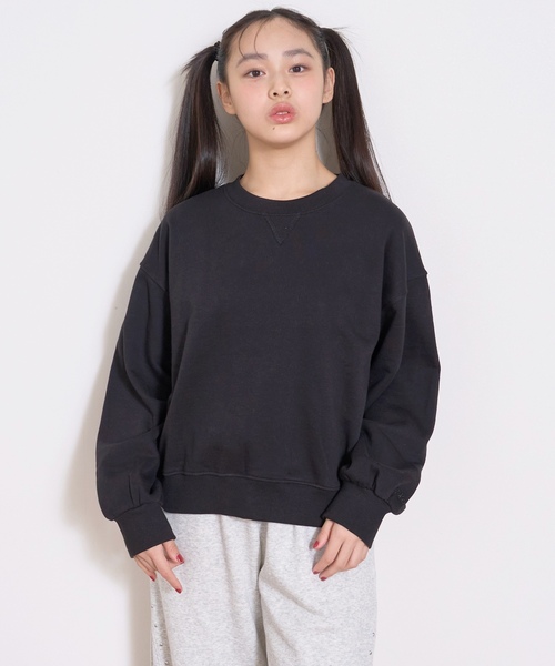 LOVETOXIC（ラブトキシック）の「【裏起毛】綿100%トレーナー（スウェット・キッズ・グリーン/ホワイト系その他/エンジ/ブラック・L:160cm/LL(170cm)/M:150cm/S:140cm）」の10枚目の写真