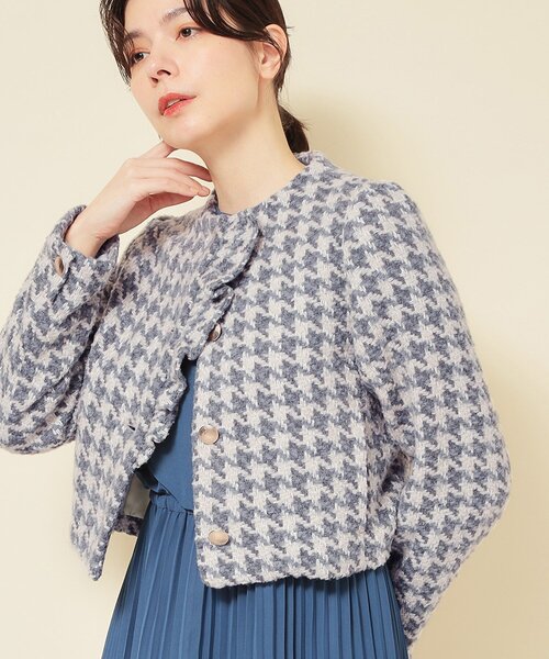 Sunauna(スーナウーナ)の「【COLLECTION LINE】ツイードラッフルジャケット(ノーカラージャケット・レディース・ライトグレー系3/ブラック系3・38/40)」の19枚目の写真
