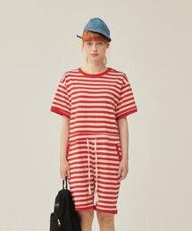 OGGITT（オキット）の「(w) Slounger Jumpsuit Short Sleeve Red Stripe（つなぎ/オールインワン・レディース）」