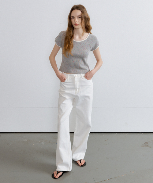 FRIVER07（フリバー07）の「Flower crop t-shirt [FRSU01TS02]_Gray（Tシャツ/カットソー・レディース・ライトグレー・FREE）」の2枚目の写真